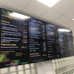 50" obrazovka s nabídkou v jídelně Družba – Bratislava